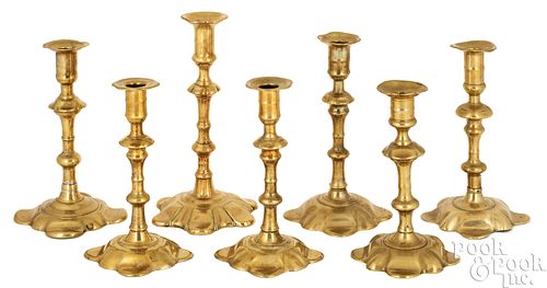 SEVEN ENGLISH BRASS PETAL BASE