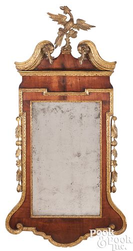 ENGLISH MAHOGANY AND GILTWOOD MIRROR,