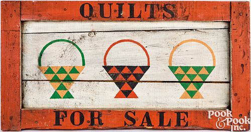 PAINTED QUILTS FOR SALE TRADE SIGN,