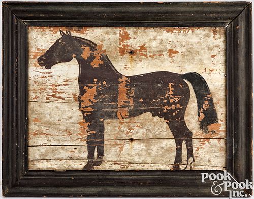 PAINTED PINE PANEL OF A HORSE,