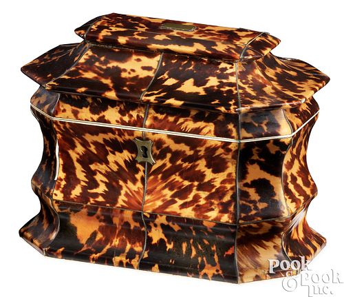 GEORGIAN TORTOISE SHELL TEA CADDY,