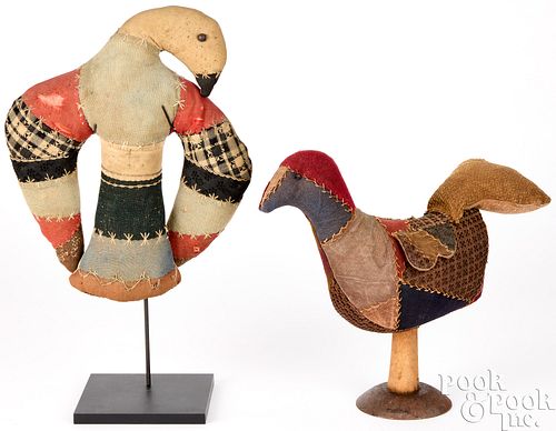 TWO PATCHWORK FOLK ART STUFFED