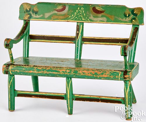 PAINTED PLANK BOTTOM DOLL SETTEE,