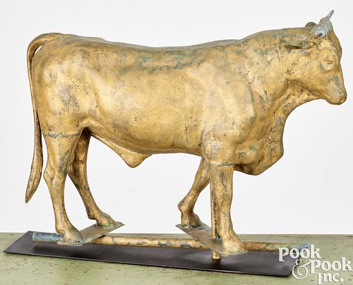 SWELL BODY GILT COPPER BULL WEATHERVANE,