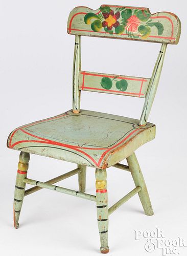 PAINTED PLANK BOTTOM DOLL CHAIR,