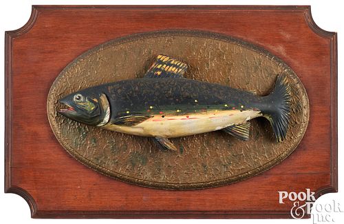 CARVED AND PAINTED FISH PLAQUE,