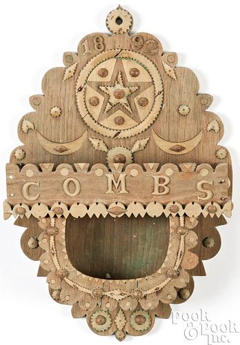 FOLK ART CARVED AND INLAID WALNUT