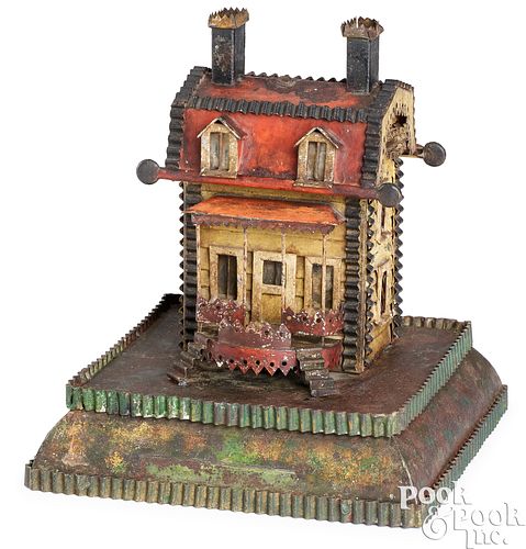 PAINTED TIN HOUSE MODEL, LATE 19TH