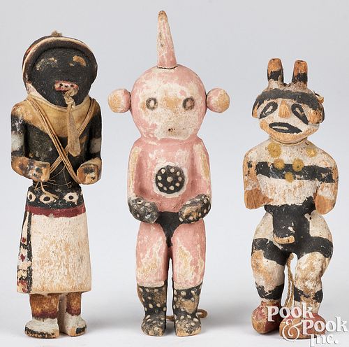 THREE SMALL HOPI KACHINAS, CA.