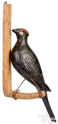 LARGE CARVED AND PAINTED WOODPECKER,