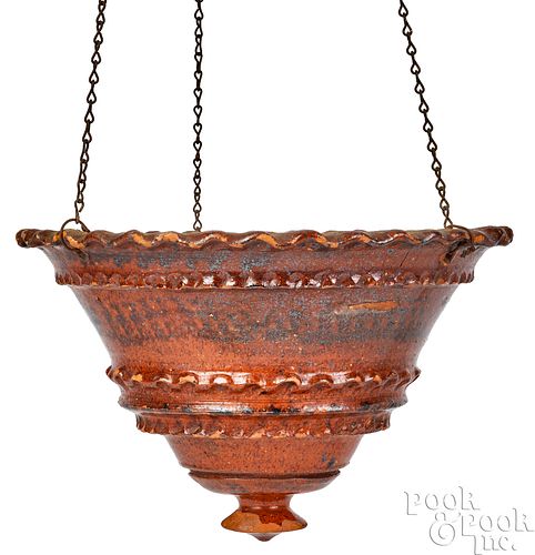 PENNSYLVANIA REDWARE HANGING FLOWERPOT,