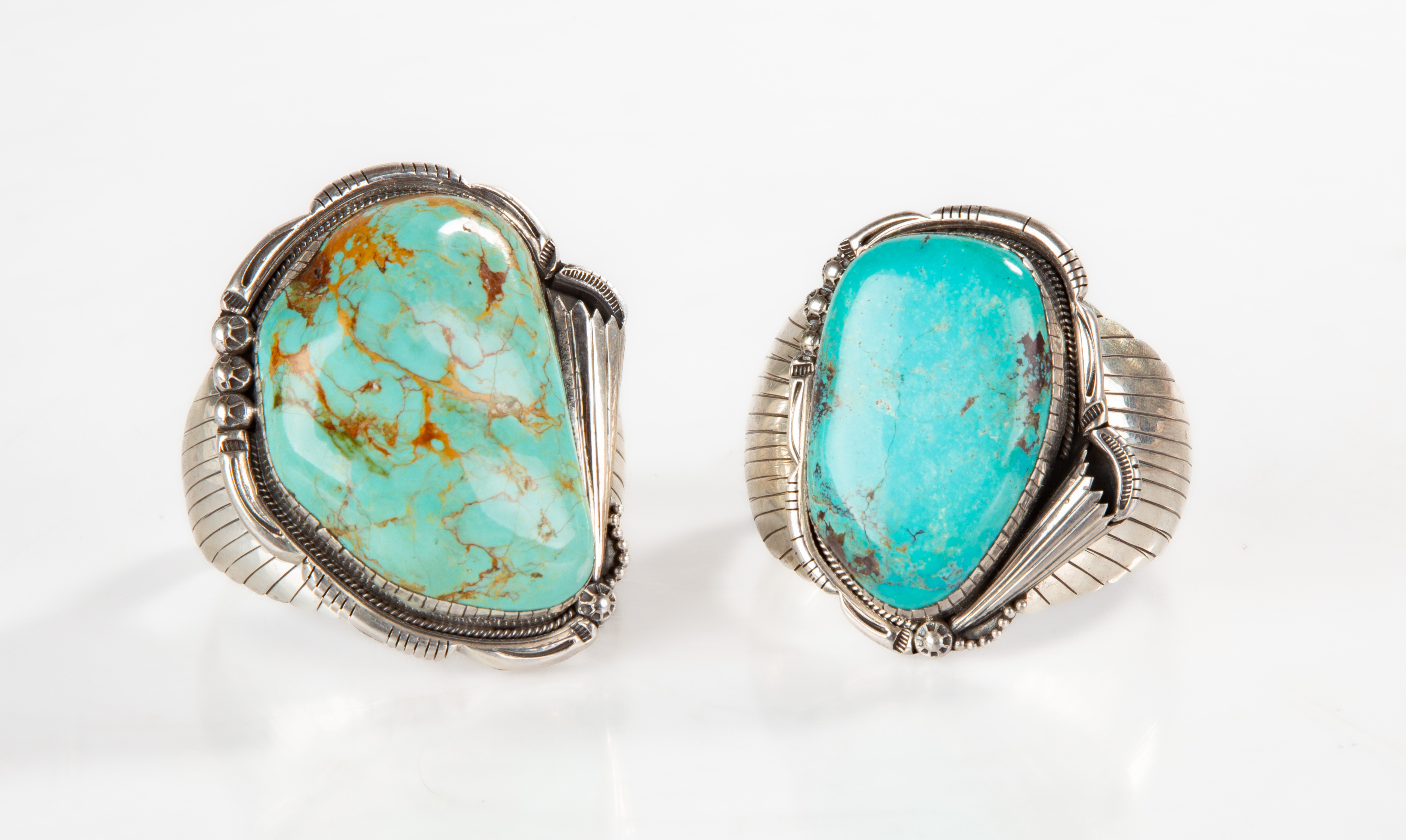 (2) NAVAJO STERLING SILVER & TURQUOISE