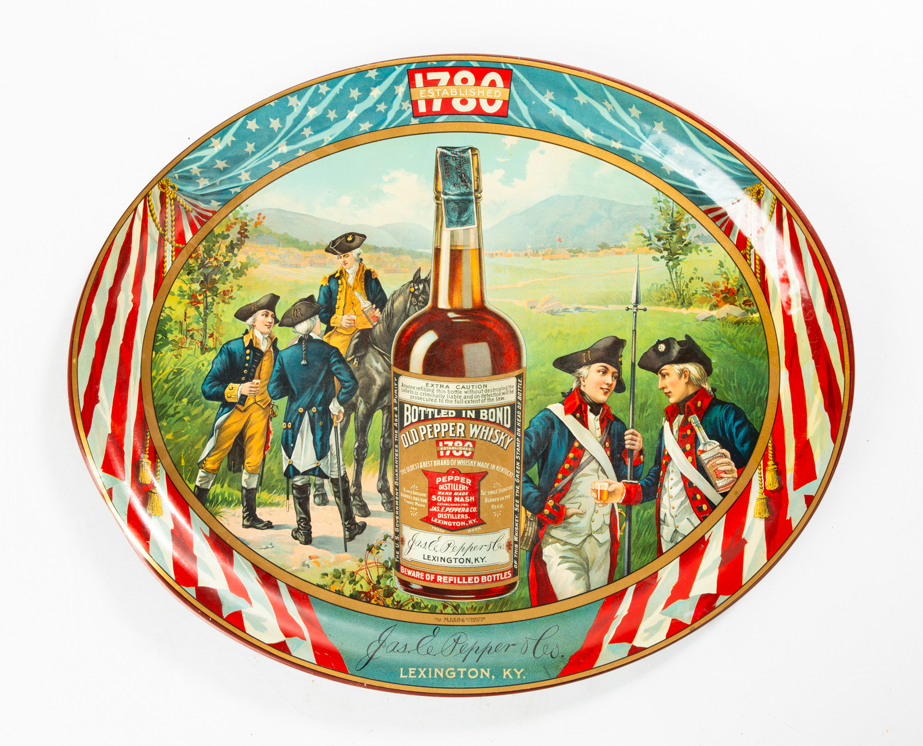 OLD PEPPER WHISKY ADVERTISING TRAY Early