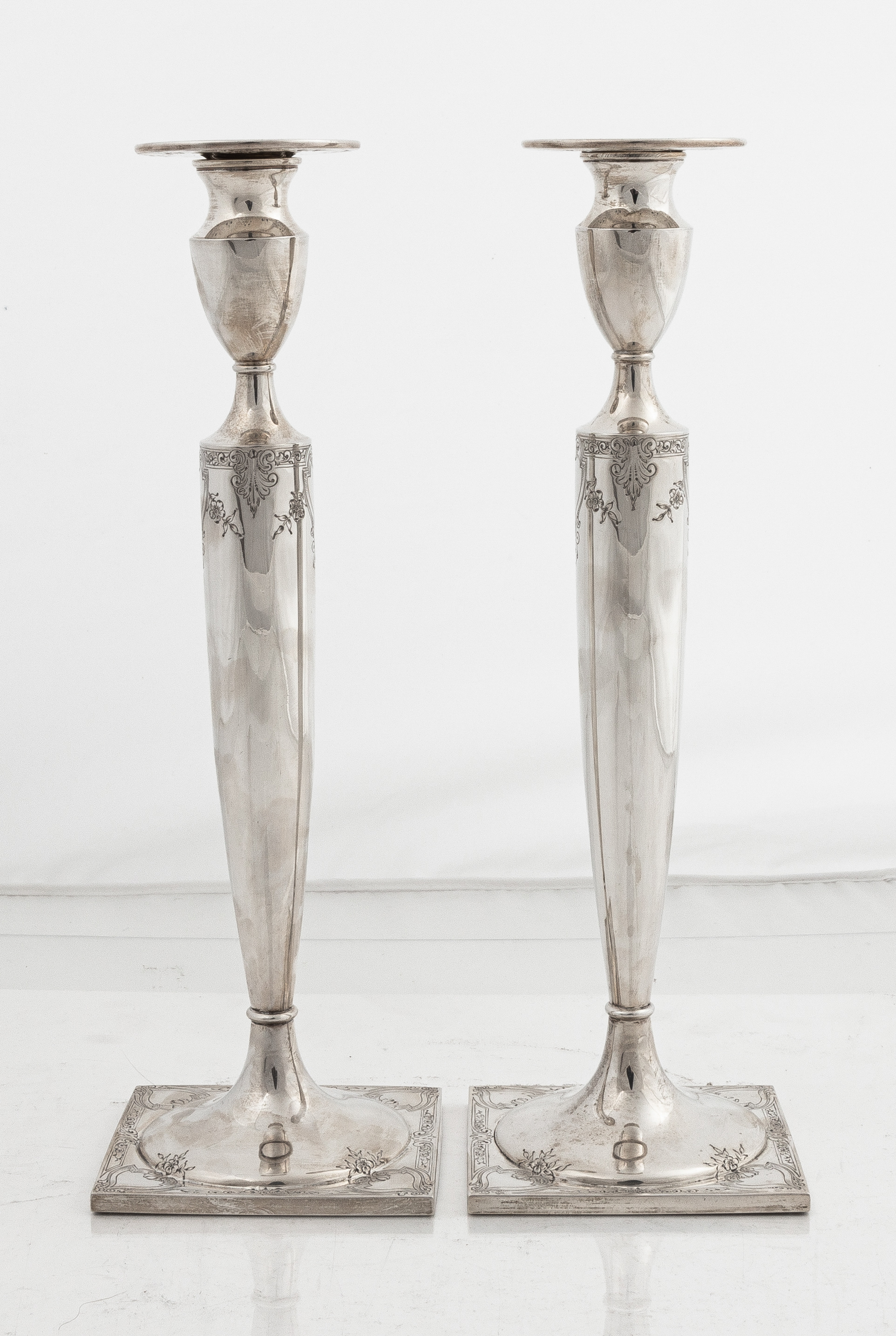 PAIR OF AMERICAN SILVER CANDLESTICKS