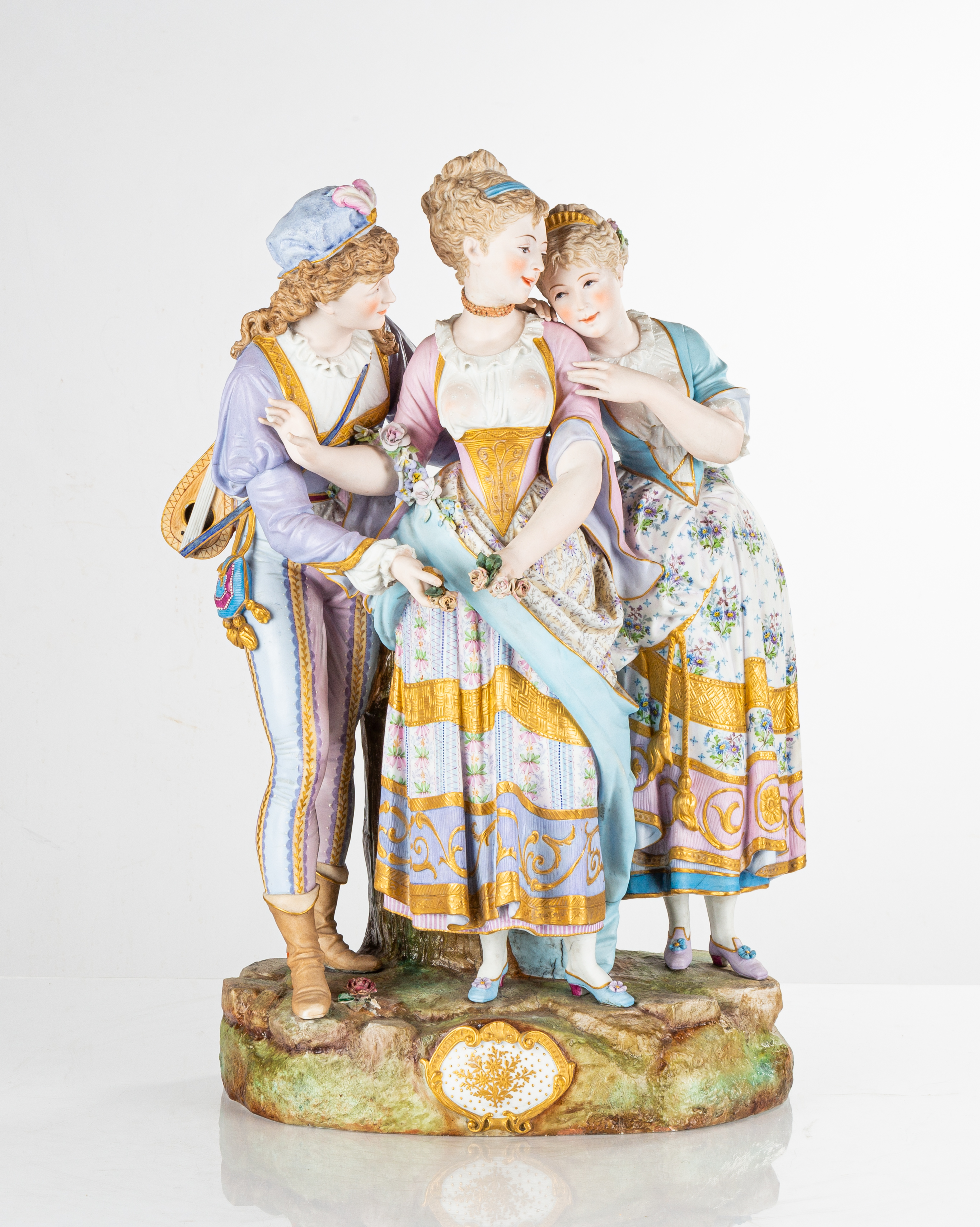GERMAN PAINTED BISQUE FIGURAL COURTING