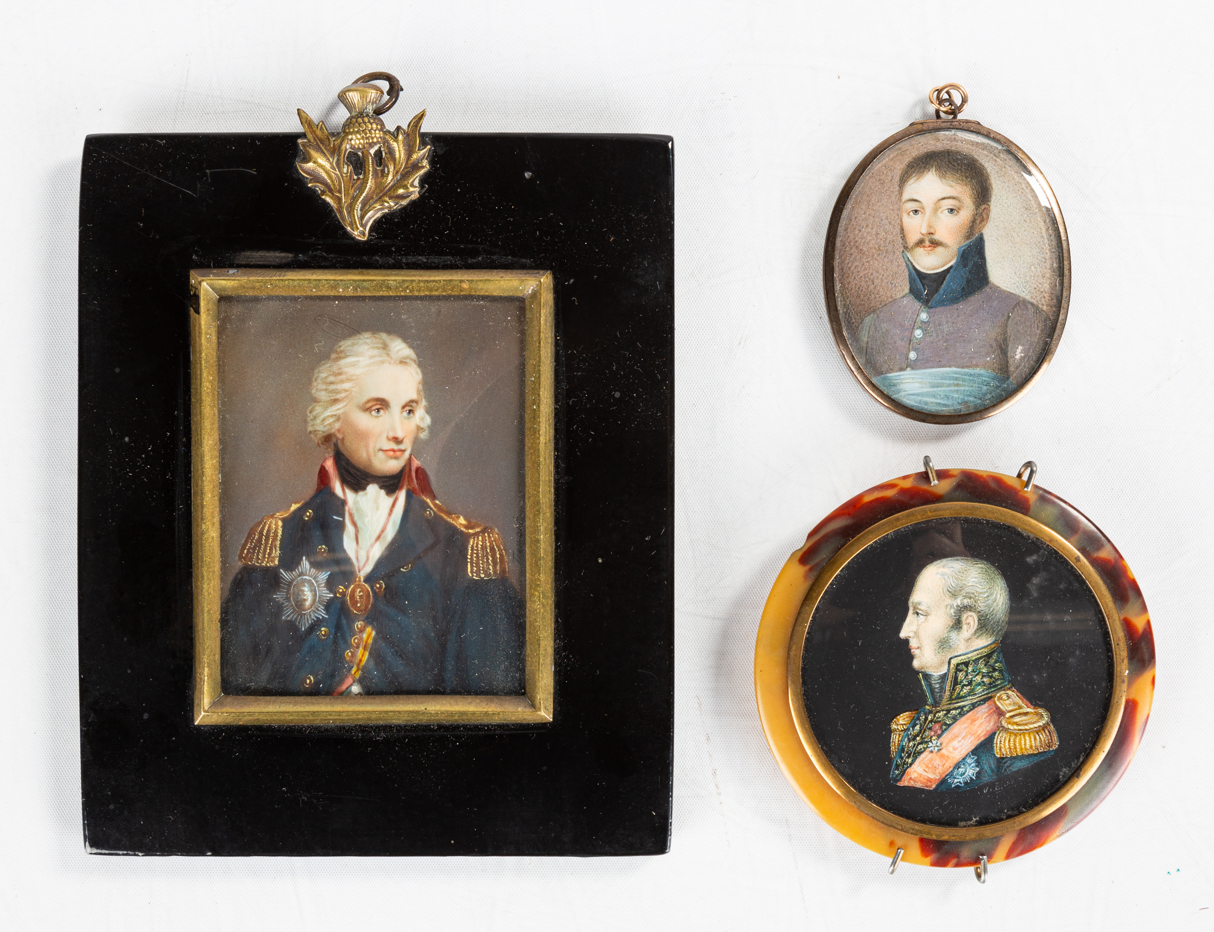 THREE PORTRAIT MINIATURES 19th