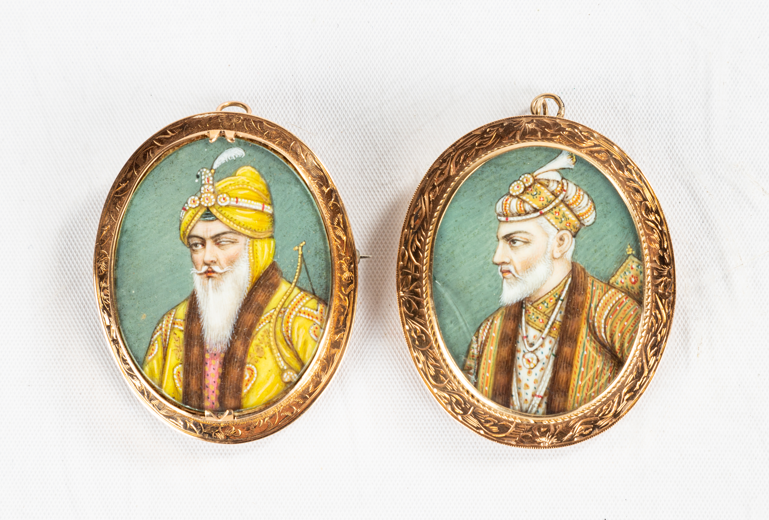 TWO PERSIAN MINIATURE PORTRAITS