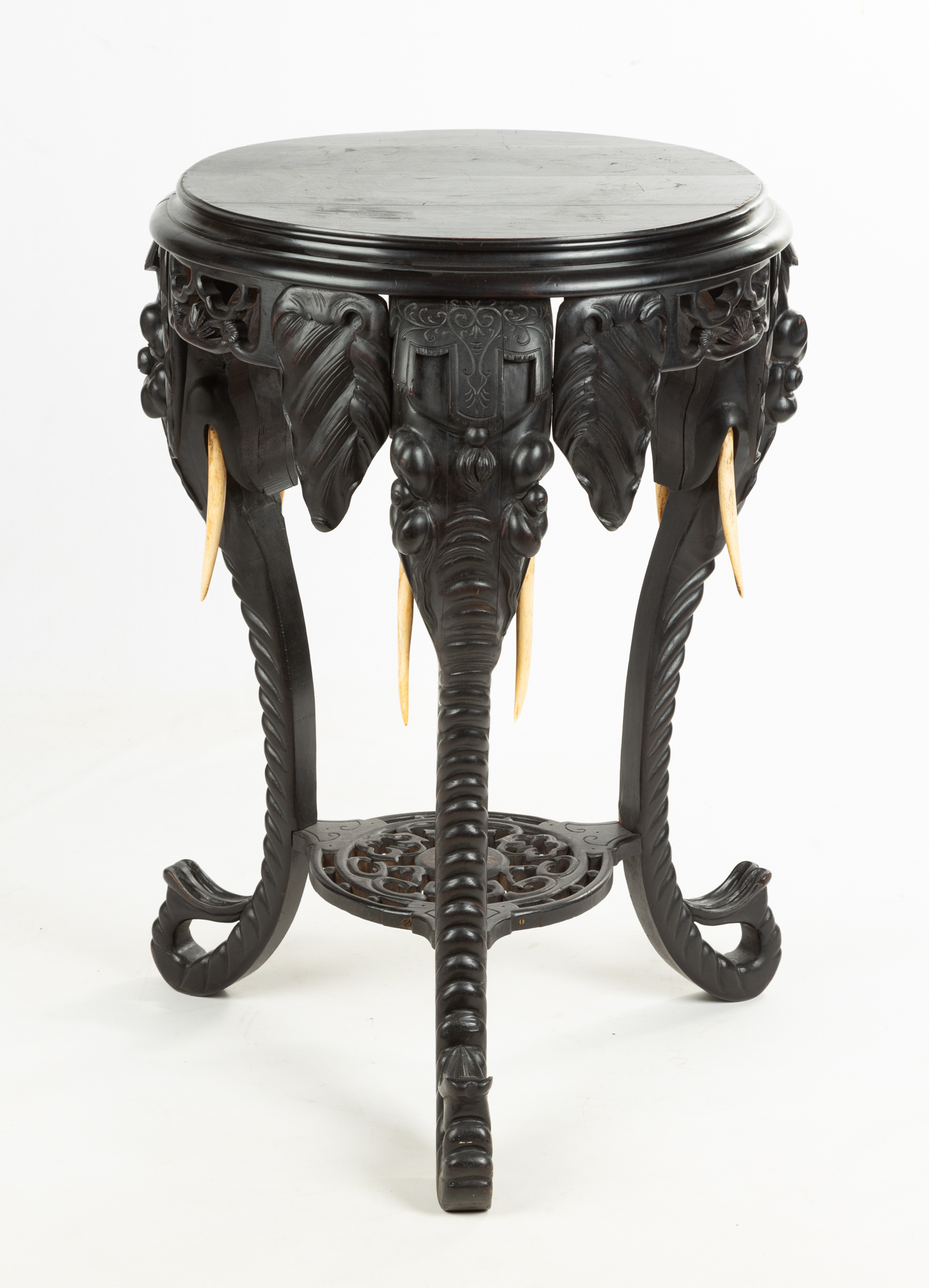 INDO-PERSIAN EBONIZED ELEPHANT STAND