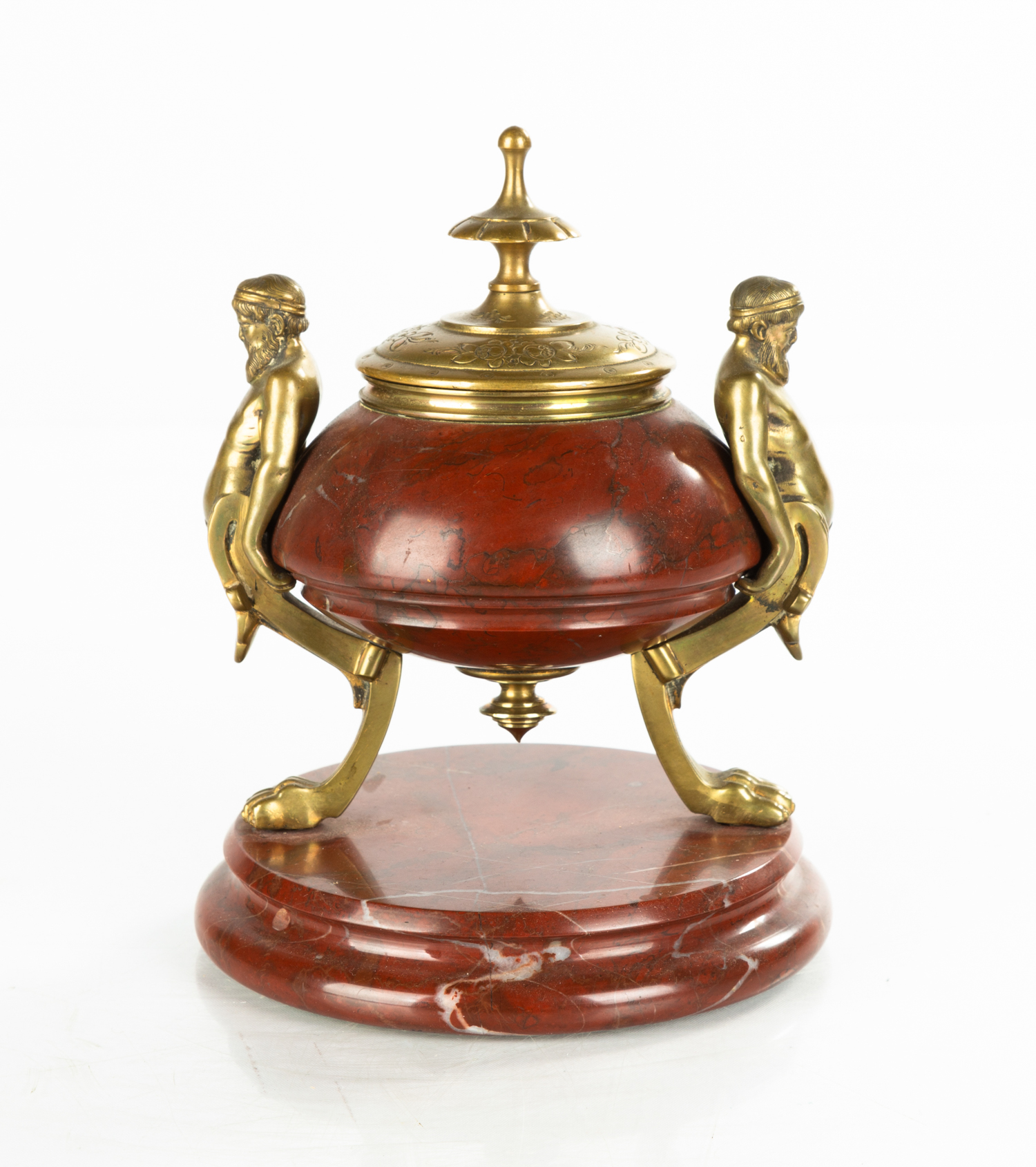 FRENCH GILT BRONZE AND ROUGE MARBLE