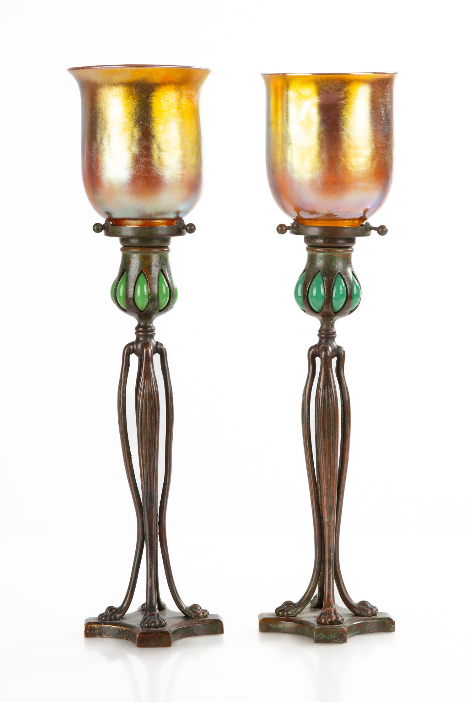 TWO TIFFANY STUDIOS BLOWN-OUT CAT'S