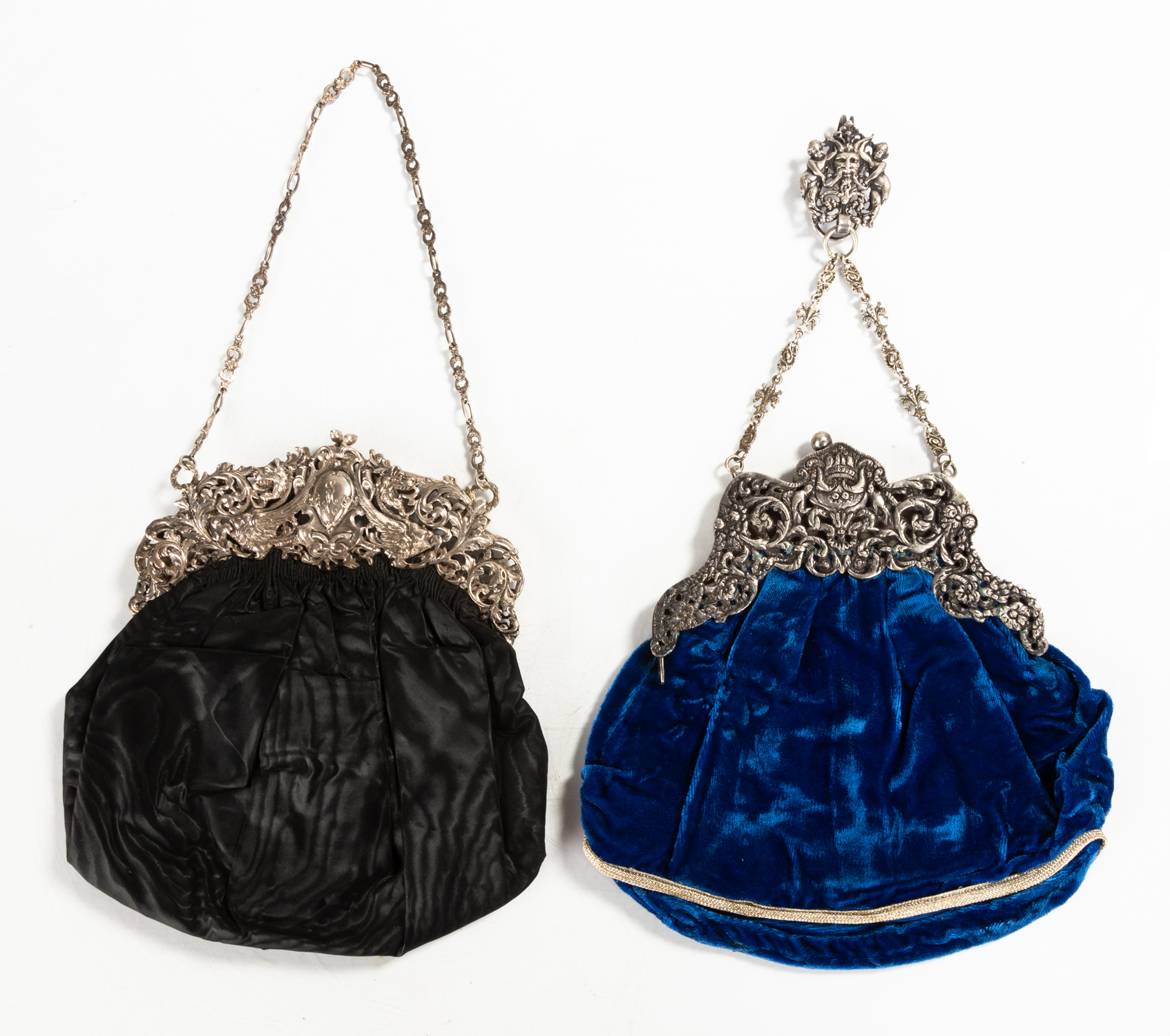 TWO ANTIQUE LADIES EVENING BAGS Felt