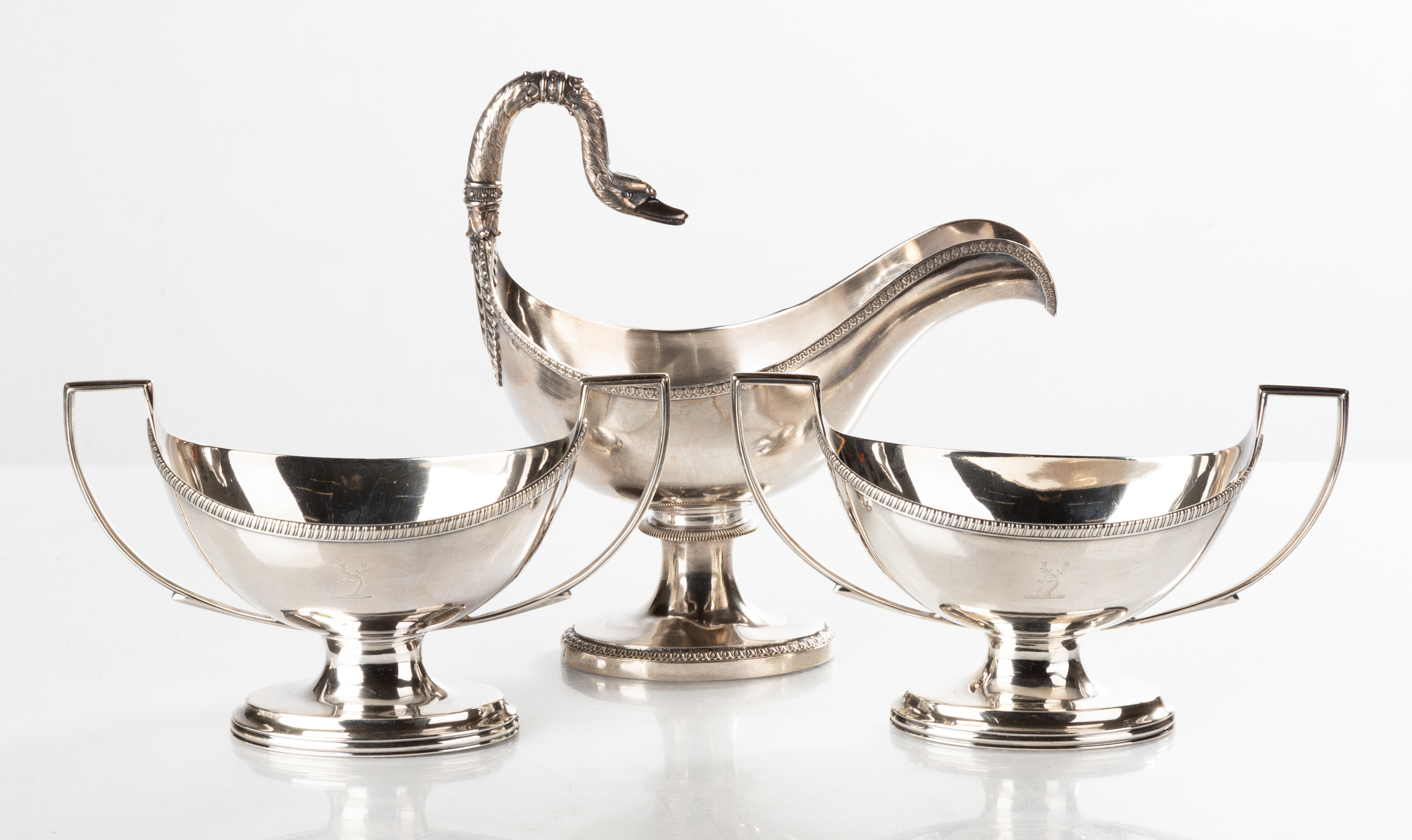 THREE STERLING SILVER SAUCE BOATS Including