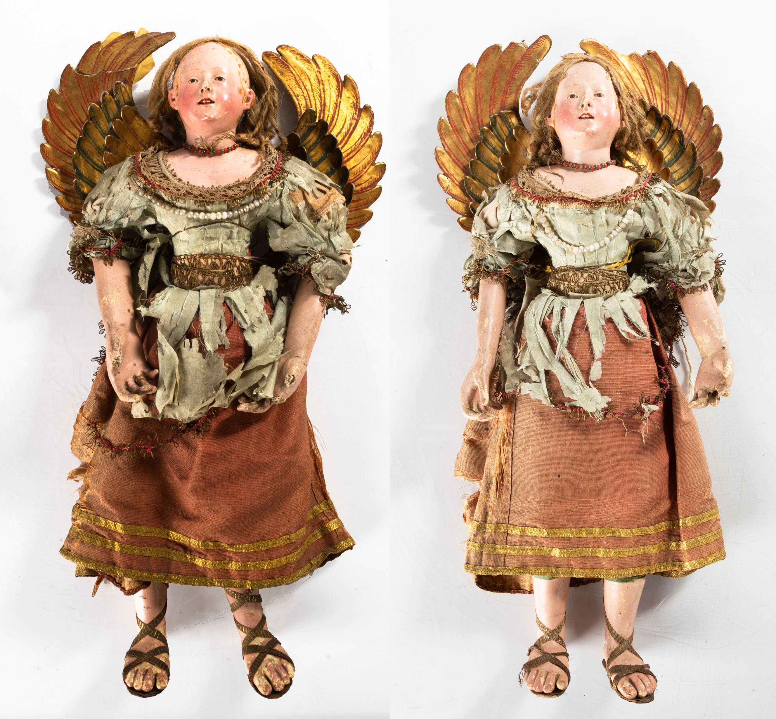 PAIR OF EARLY CRECHE ANGELS WITH