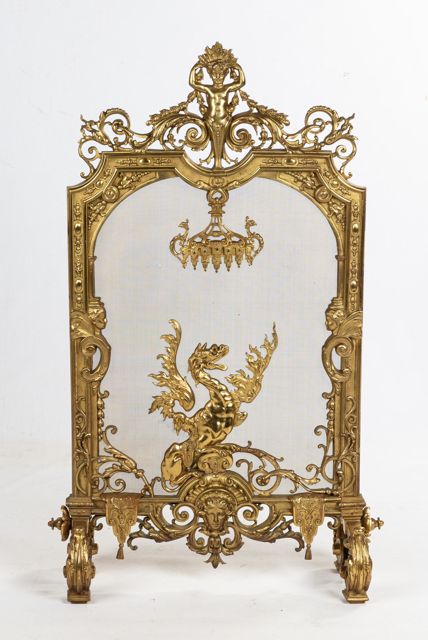 19TH CENTURY GILT BRONZE FIRE SCREEN