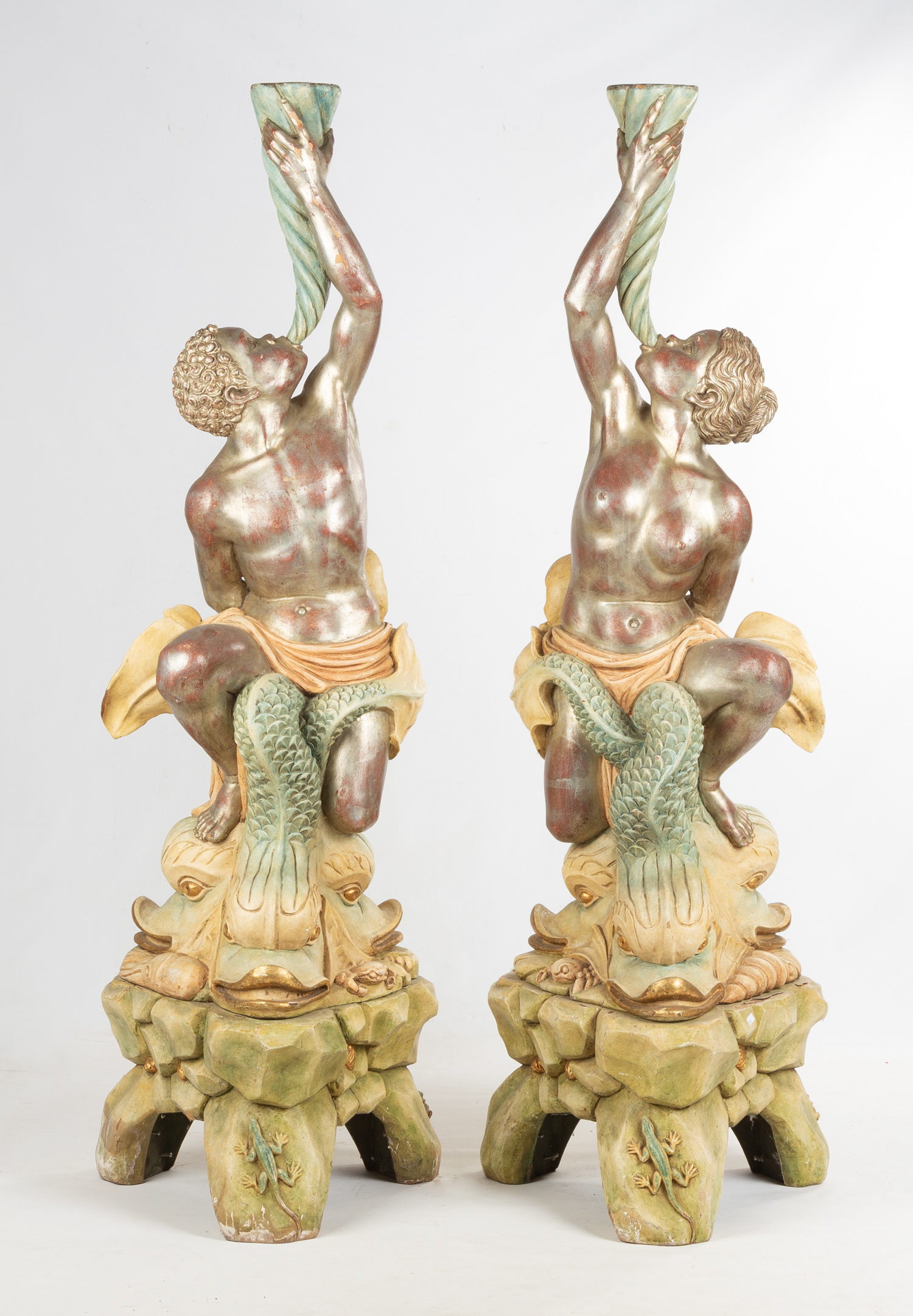 PAIR OF CARVED VENETIAN STYLE GROTTO