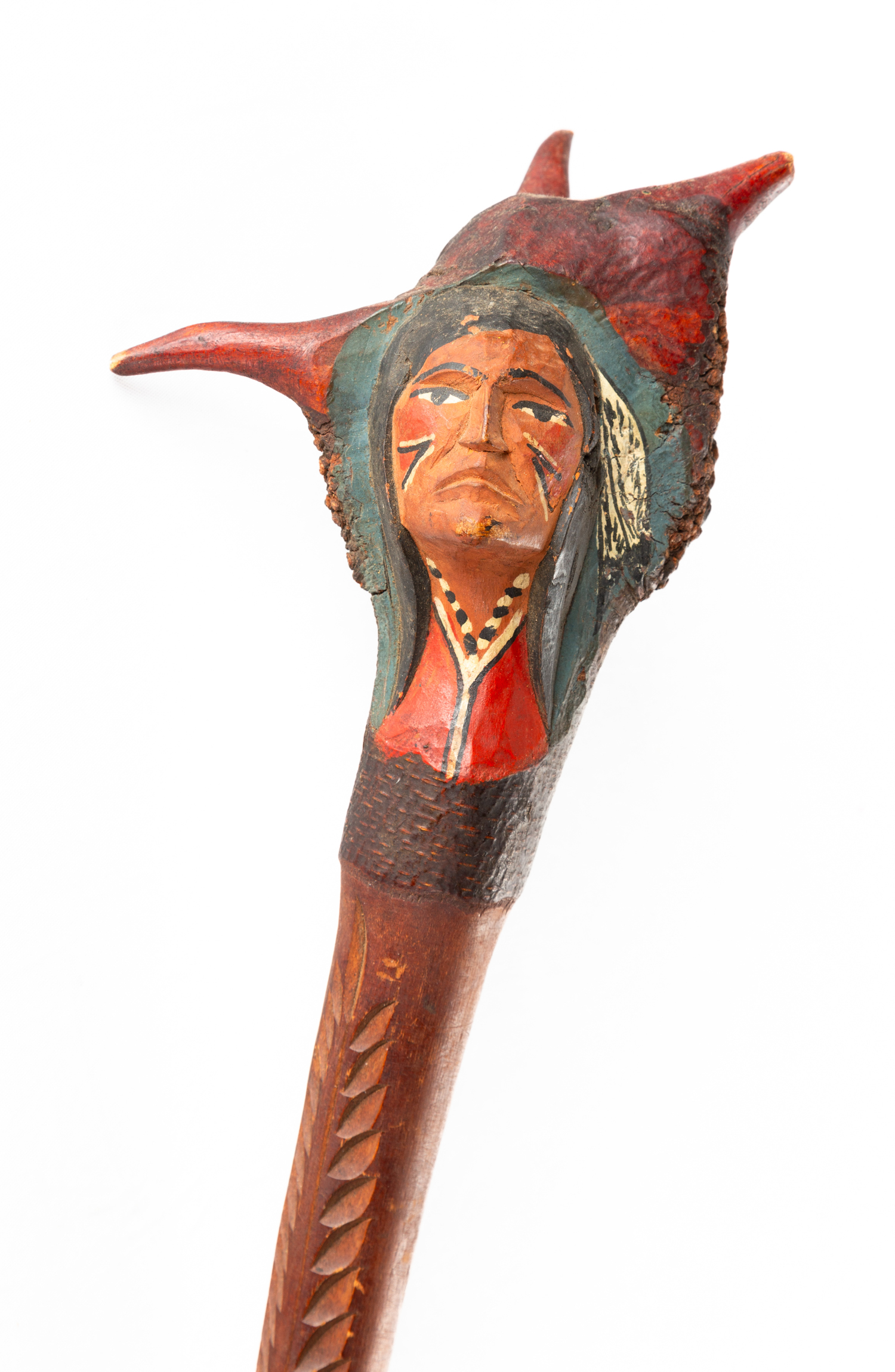 PENOBSCOT WAR CLUB Carved and painted
