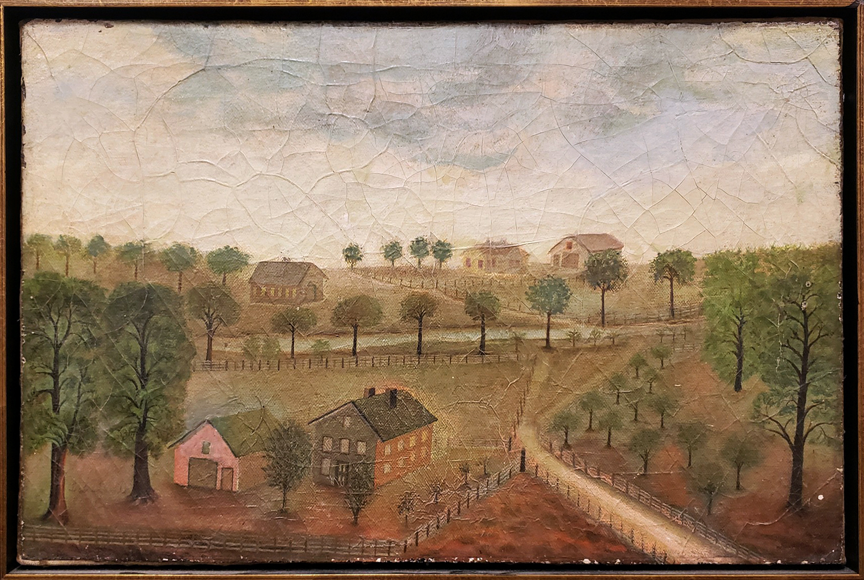 FOLK ART LANDSCAPE PAINTING Oil