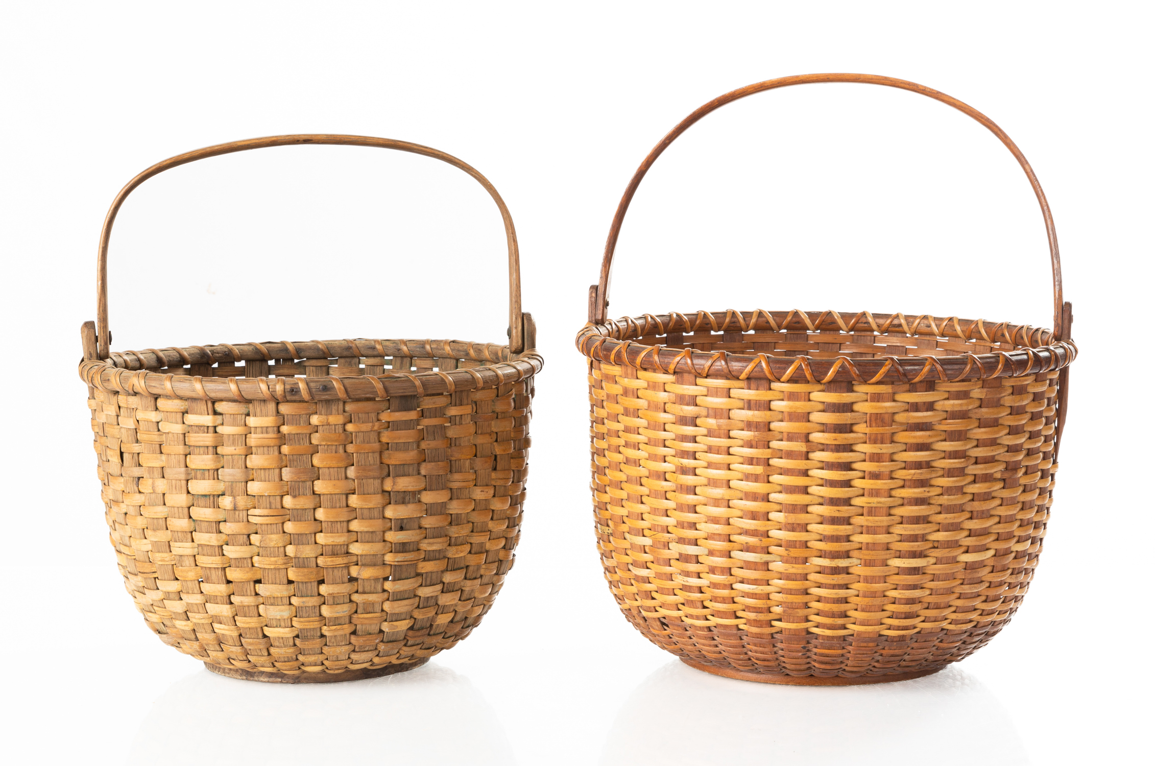 TWO NANTUCKET BASKETS Right: Signed