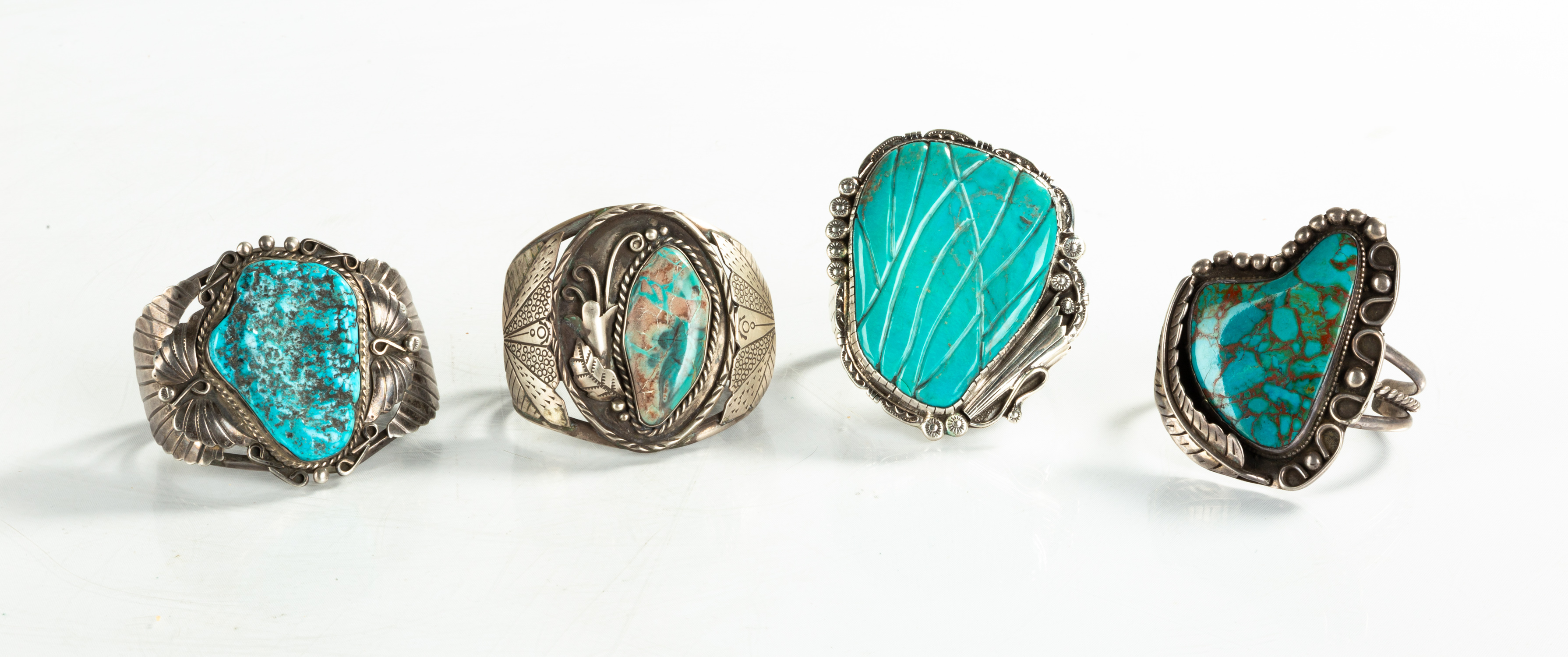 (4) NAVAJO SILVER & TURQUOISE BRACELET