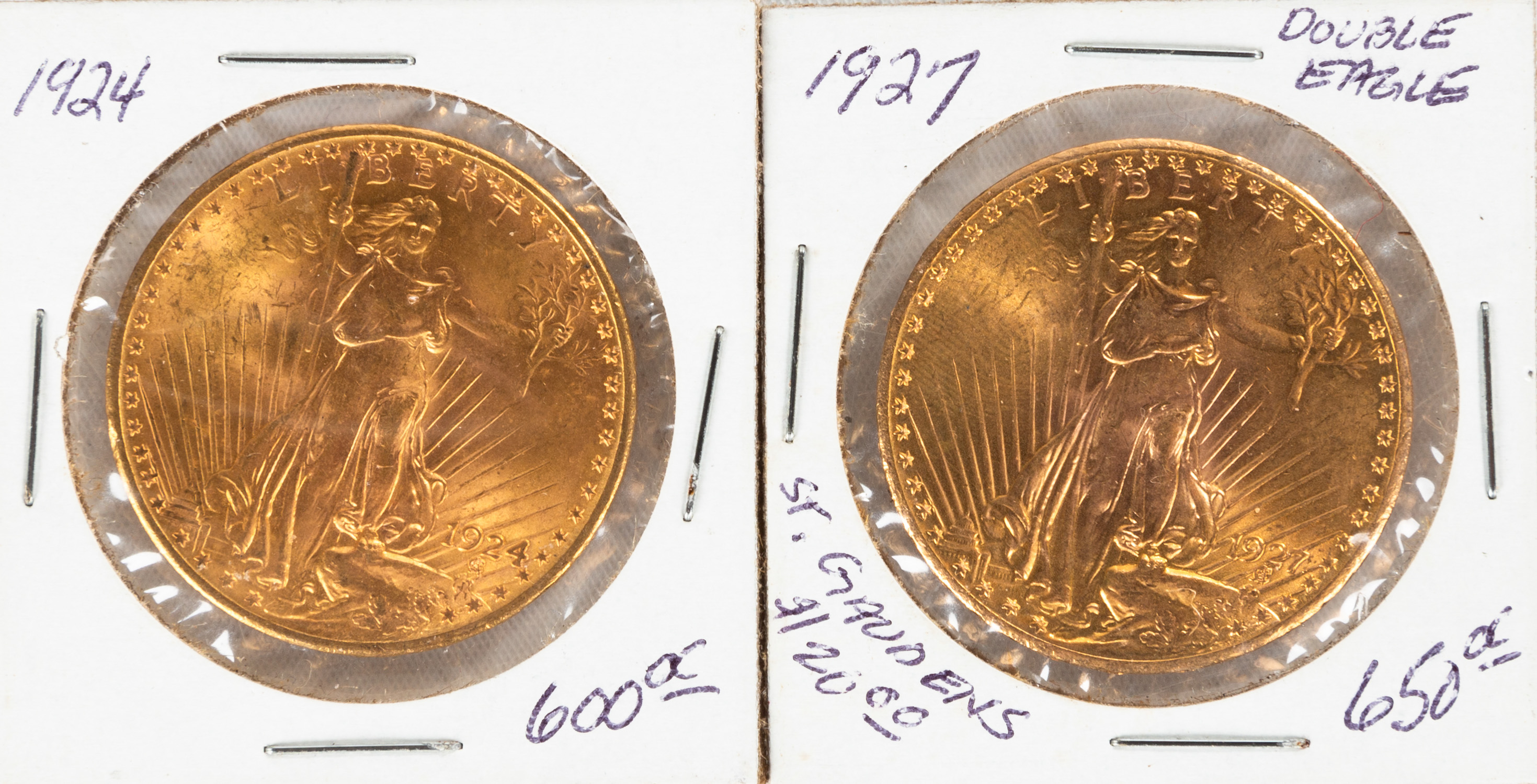 (2) U.S. SAINT-GAUDENS $20 GOLD