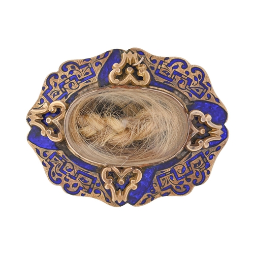 A Victorian gold and blue enamel
