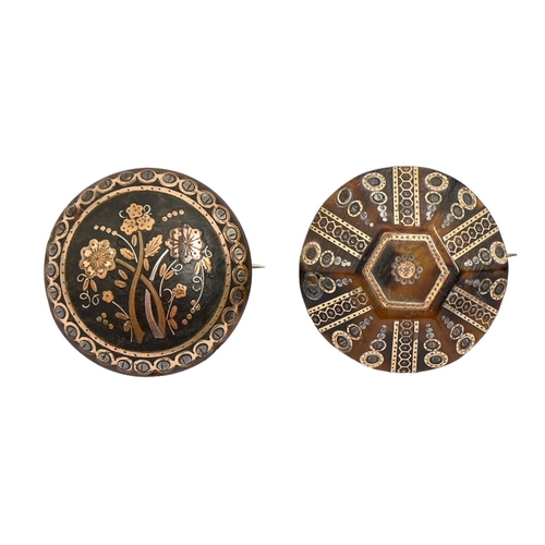 Two Victorian piqué brooches,