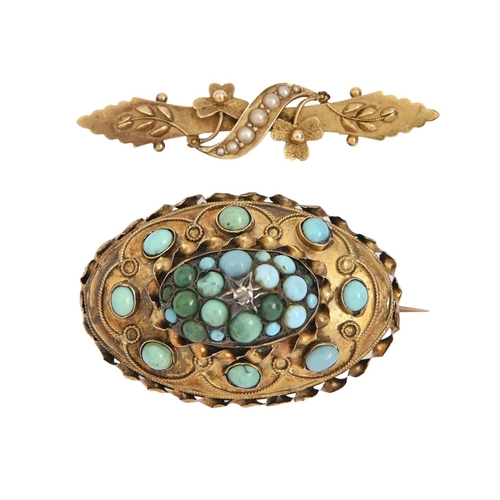 A Victorian turquoise brooch, of