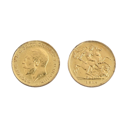 Gold coin. Half sovereign 1914