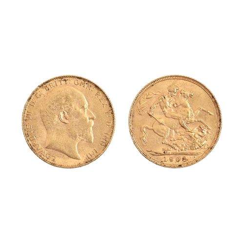 Gold Coin. Sovereign 1908