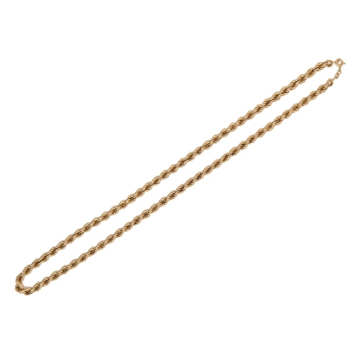 A 9ct gold rope necklace, 52cm