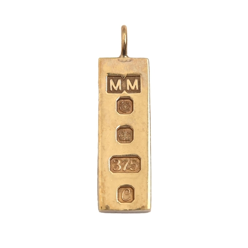 A 9ct gold ingot pendant, Birmingham