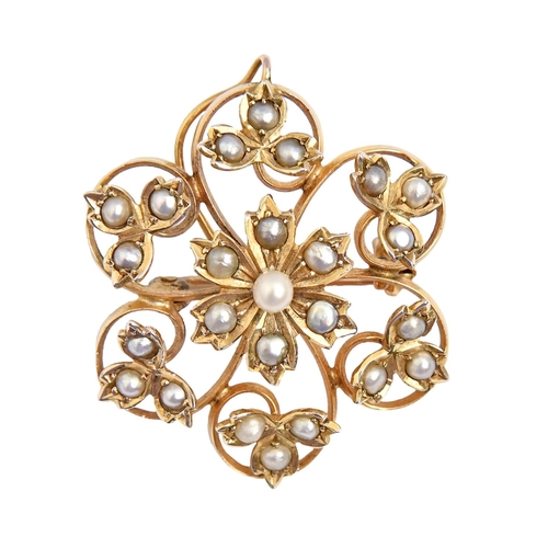 A split pearl brooch-pendant in the