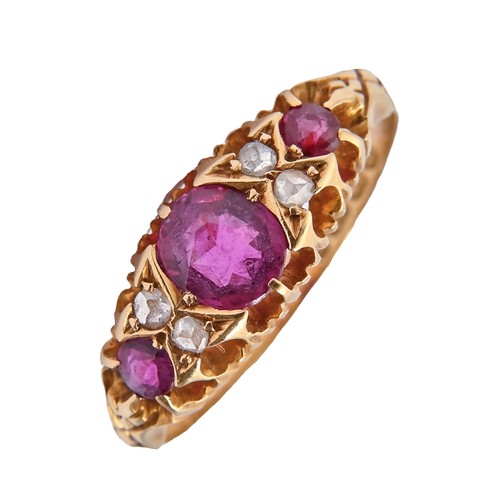 A Victorian ruby and diamond ring,