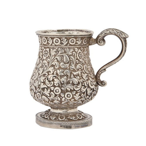An Indian silver repousse baluster