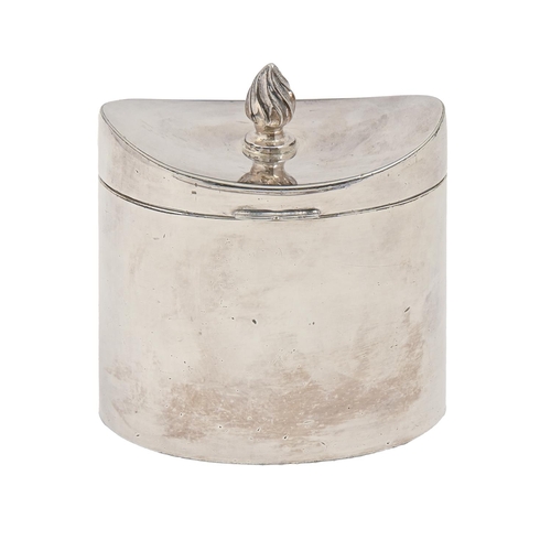 An electro-plated oval tea caddy,