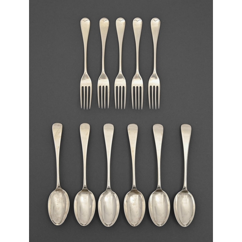 A set of six Edwardian silver dessert