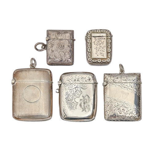 Four Victorian silver vesta cases,