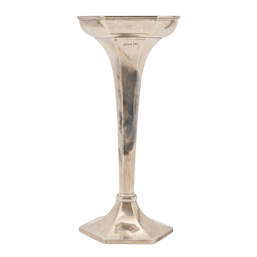 A George V silver vase, of flared