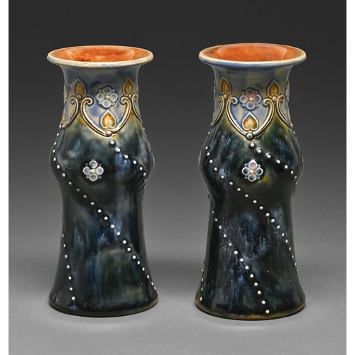 A pair of Doulton Ware vases, early