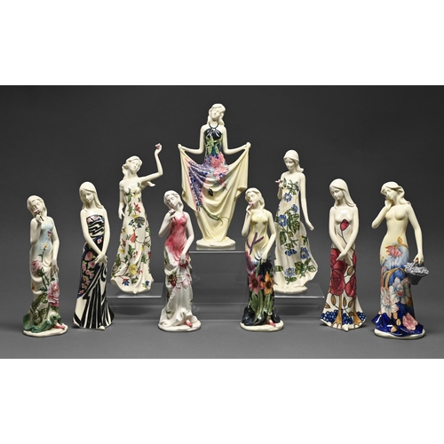 Nine Old Tupton Ware figures of young
